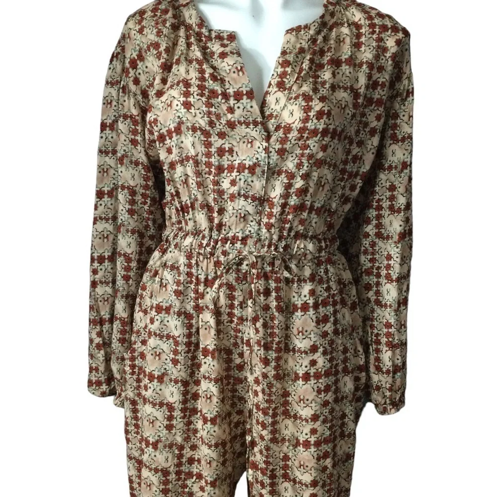 Symmetry Kaleidoscope Geometric Flowy‎ 100% Cotton Jumpsuit Nwt